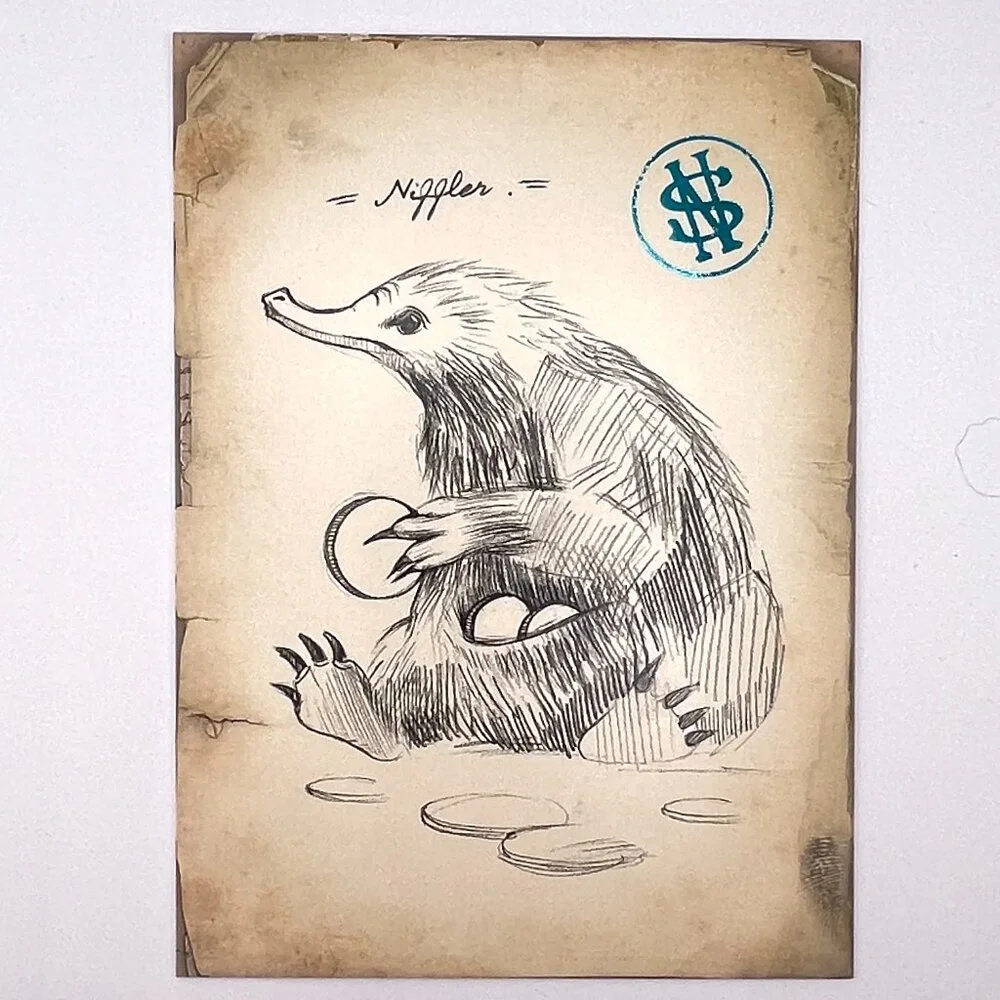 MinaLima Mystery Postcard Harry Potter Fantastic Beasts Newt Scamander Niffler